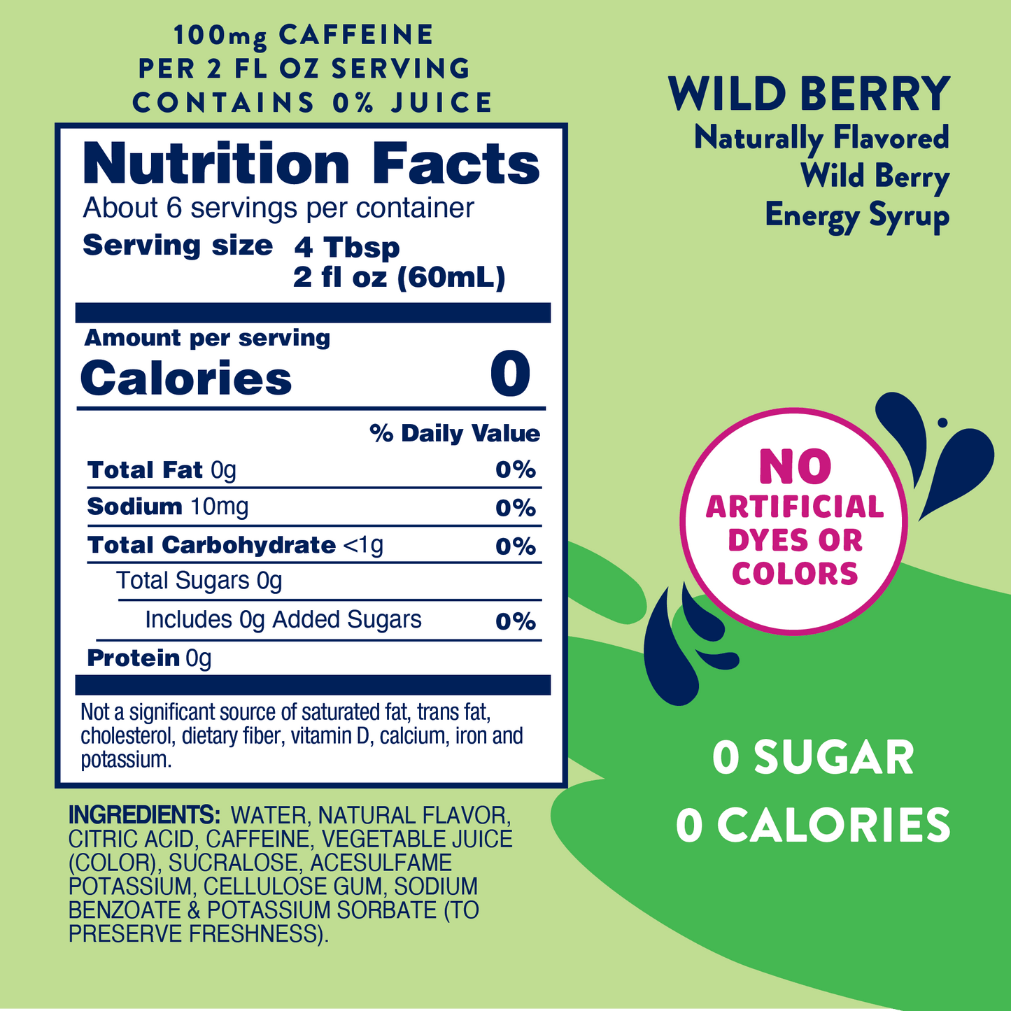 Skinny Wild Berry Energy Syrup - 375ml