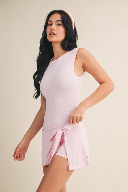 Kamy Sleeveless Wrap Tie Front Dress- Cherry