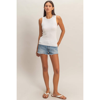 Ribbed Knit Tank Top- Off White