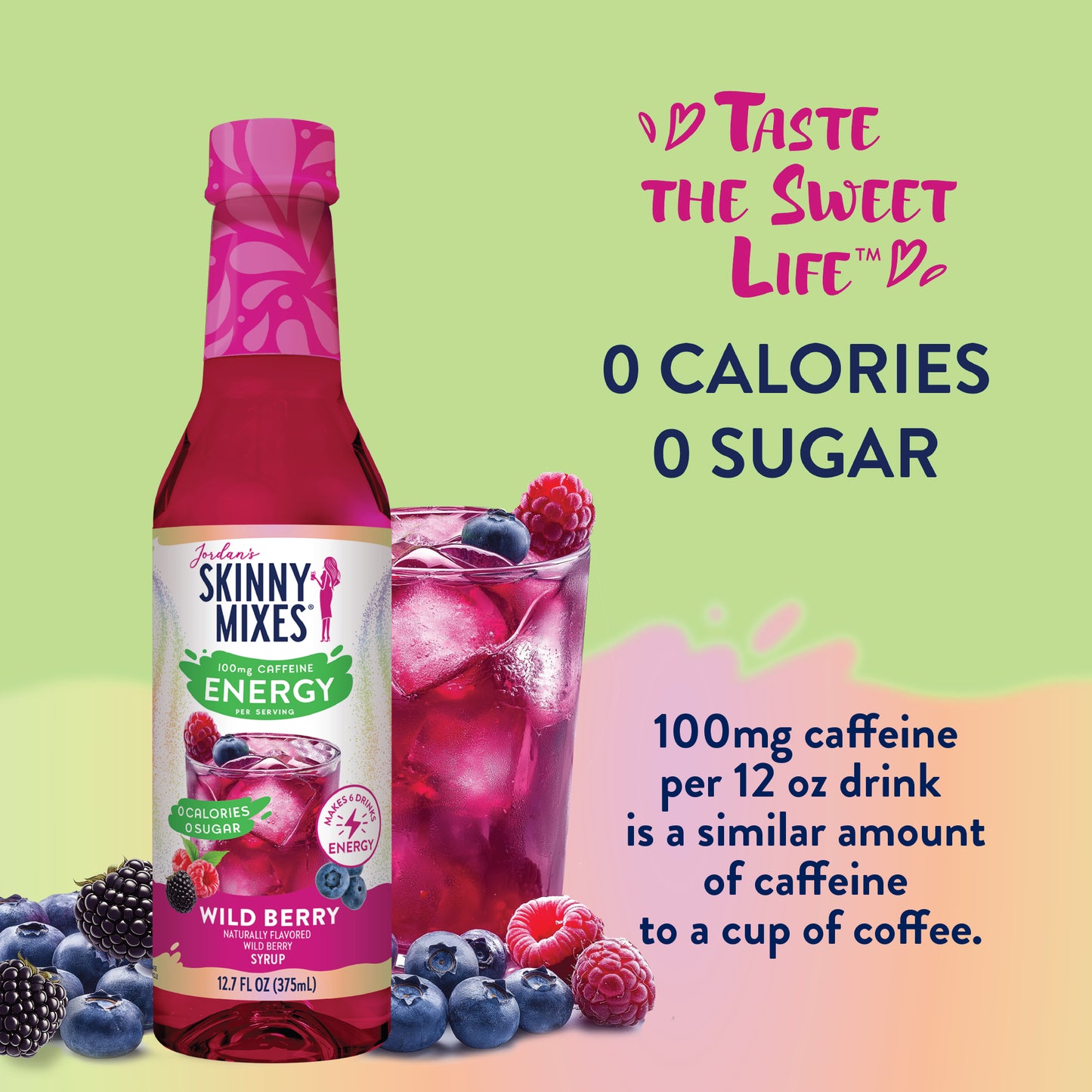 Skinny Wild Berry Energy Syrup - 375ml