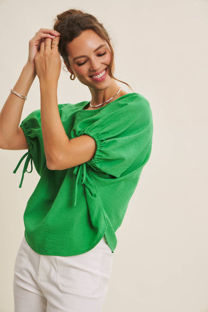 VIibrant Crinked Blouse-Kelly Green