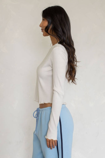 Pen Long Sleeve Top- Ivory